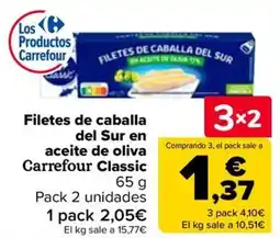 Carrefour Filetes de caballa del Sur en aceite de oliva Carrefour Classic oferta