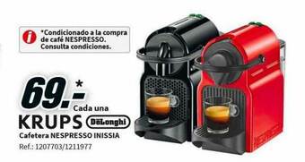 MediaMarkt Krups Delonghi Cafetera Nespresso Inissia oferta