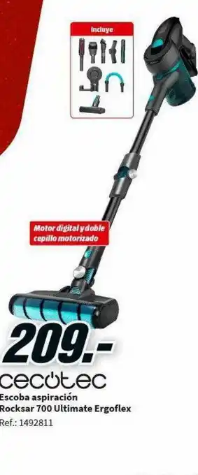 MediaMarkt Cecotec Escoba Aspiración Rocksar 700 Ultimate Ergoflex oferta
