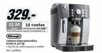 MediaMarkt Delonghi Cafetra Superautomática Ecam 21.117 Sb oferta
