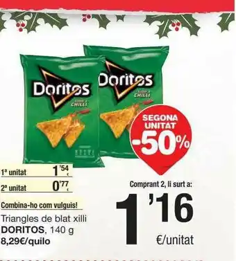 SPAR Fragadis Segona Unitat -50% Triangles De Blat Xilli Doritos oferta