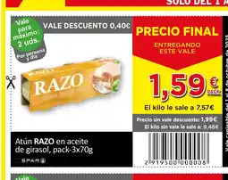 SPAR RAZO Atún en aceite de girasol oferta