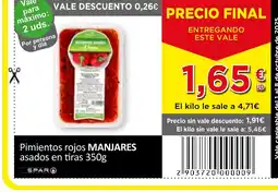 SPAR MANJARES Pimientos rojos asados en tiras oferta