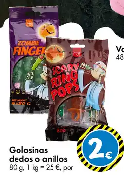 TEDi Golosinas dedos o anillos 80 g, 1 kg 25 €, por oferta