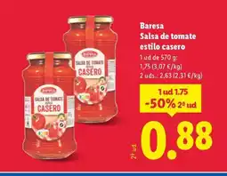Lidl BARESA Salsa de tomate estilo casero oferta
