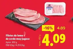 Lidl Filetes de lomo de cerdo muy jugoso oferta