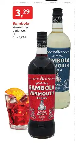 Suma Supermercados BAMBOLA Vermut rojo o blanco oferta