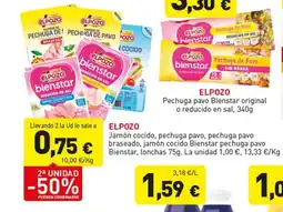 Hiperber ELPOZO Jamón cocido, pechuga pavo, pechuga pavo braseado, jamón cocido Bienstar pechuga pavo Bienstar, lonchas oferta