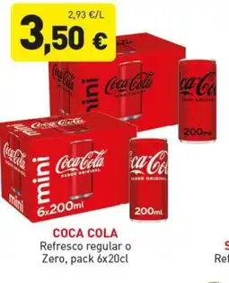 Hiperber COCA COLA Refresco regular o Zero oferta