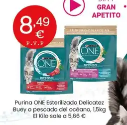 Hiperber PURINA ONE Esterilizado Delicatez Buey o pescado del océano oferta