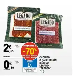 E.Leclerc ELPOZO Chorizo o salchichón ibérico legado oferta