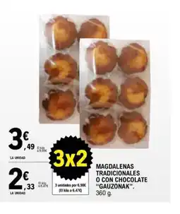 E.Leclerc GAUZONAK Magdalenas tradicionales o con chocolate oferta