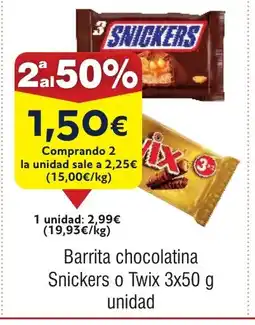 FROIZ SNICKERS O TWIX Barrita chocolatin oferta