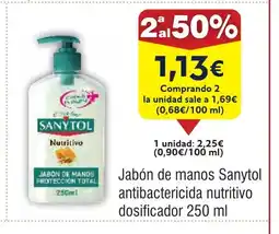 FROIZ Jabón de manos Sanytol antibactericida nutritivo dosificador oferta