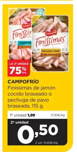 Alimerka CAMPOFRÍO Finíssimas de jamón cocido braseado o pechuga de pavo braseada oferta