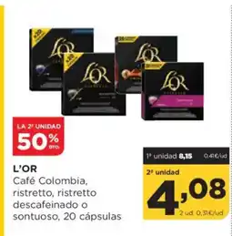 Alimerka L'OR Café Colombia, ristretto, ristretto descafeinado o sontuoso, 20 cápsulas oferta