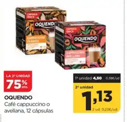 Alimerka OQUENDO Café cappuccino o avellana, 12 cápsulas oferta