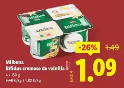 Lidl MILBONA Bífidus cremoso de vainilla oferta