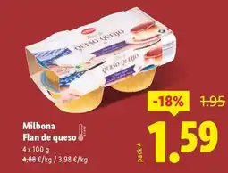Lidl MILBONA Flan de queso oferta