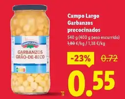 Lidl CAMPO LARGO Garbanzos precocinados oferta