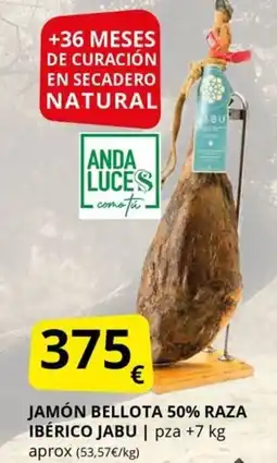Supermercados MAS Jamón bellota 50% raza ibérico jabu oferta