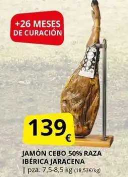 Supermercados MAS Jamón cebo 50% raza ibérica jaracena oferta