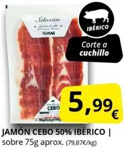 Supermercados MAS Jamón cebo 50% ibérico oferta