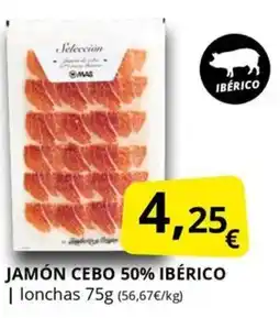 Supermercados MAS Jamón cebo 50% ibérico oferta