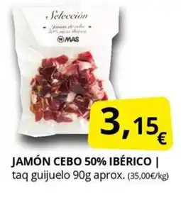 Supermercados MAS Jamón cebo 50% ibérico oferta