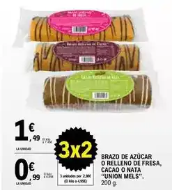 E.Leclerc Mels - brazo de azucar o relleno de fresa, cacao o nata oferta
