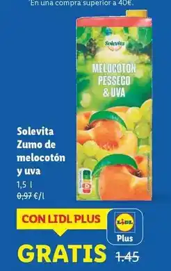 Lidl Solevita - zumo de melocoton y uva oferta
