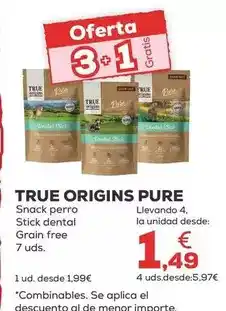 Kiwoko True origins - pure snack perro stick dental grain free oferta
