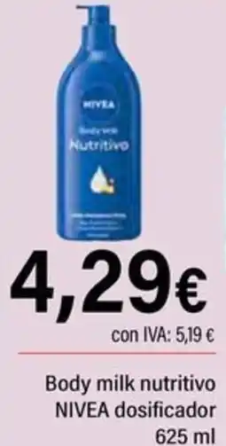 Cash Ifa NIVEA Body milk nutritivo dosificador oferta