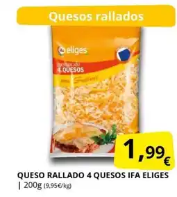 Supermercados MAS IFA ELIGES Queso rallado 4 quesos oferta