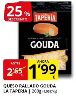 Supermercados MAS LA TAPERIA Queso rallado gouda oferta