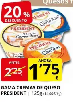 Supermercados MAS PRESIDENT Gama cremas de queso oferta