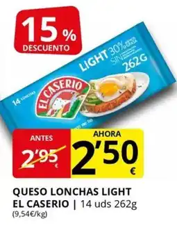 Supermercados MAS EL CASERIO Queso lonchas light oferta