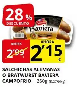 Supermercados MAS CAMPOFRIO Salchichas alemanas o bratwurst baviera oferta