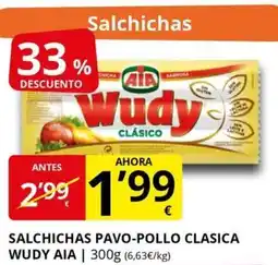 Supermercados MAS AIA Wudy salchichas pavo-pollo clasica oferta
