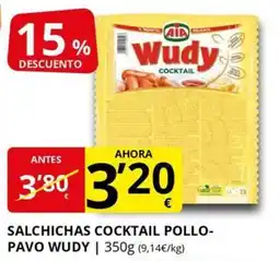 Supermercados MAS AIA WUDY Salchichas cocktail pollo- pavo oferta