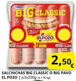 Supermercados MAS EL POZO Salchichas big classic o big pavo oferta