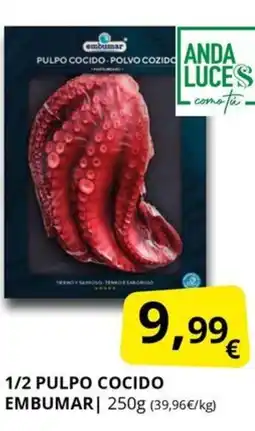 Supermercados MAS EMBUMAR 1/2 pulpo cocido oferta