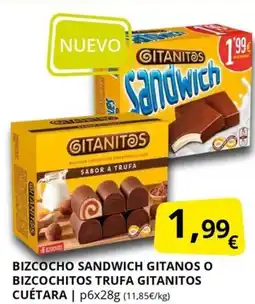Supermercados MAS CUÉTARA Bizcocho sandwich gitanos o bizcochitos trufa gitanitos oferta
