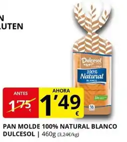 Supermercados MAS DULCESOL Pan molde 100% natural blanco oferta