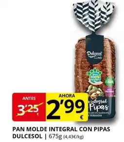 Supermercados MAS DULCESOL Pan molde integral con pipas oferta