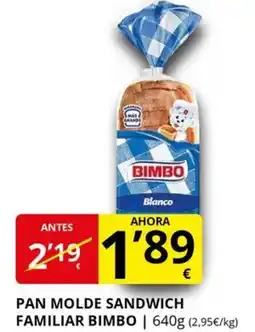 Supermercados MAS BIMBO Pan molde sandwich familiar oferta
