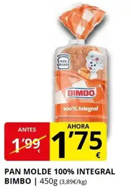 Supermercados MAS BIMBO Pan molde 100% integral oferta