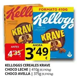 Supermercados MAS KELLOGGS Cereales krave choco leche choco avella oferta