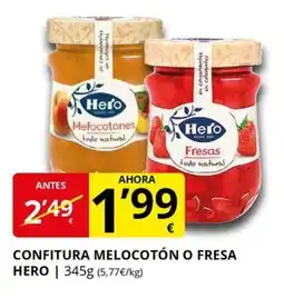 Supermercados MAS HERO Confitura melocotón o fresa oferta