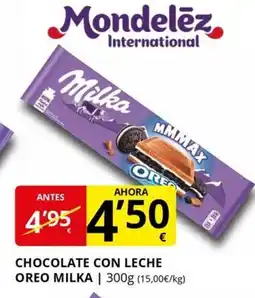 Supermercados MAS MILKA Oreo chocolate con leche oferta